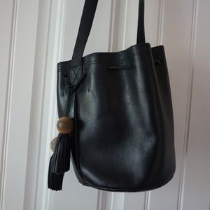 Boutonné Genuine Leather Bucket Bag